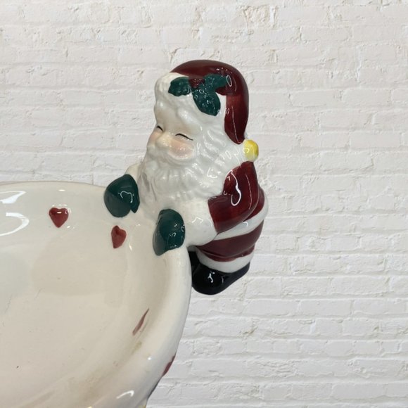 VINTAGE SERVEWARE -- Christmas Chip & Dip/Cheese Ball/Snack Bowl, Santa, Frosty - Picture 6 of 7